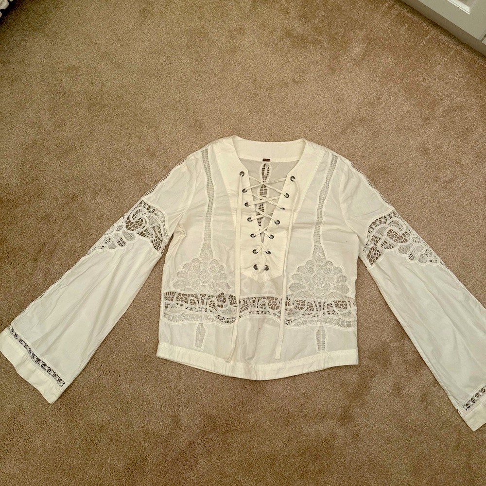 Free people eyelet cotton blouse